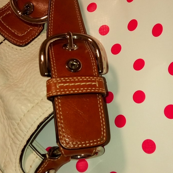 Coach Bags Sale Vintage Coach Euc White Brown Leather Straps Poshmark